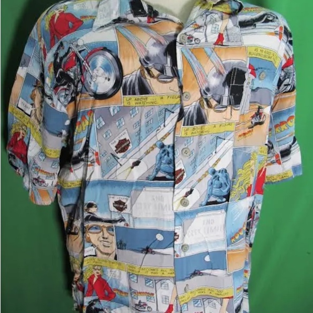 Harley Davidson Vintage Comic Print Men's Shirt